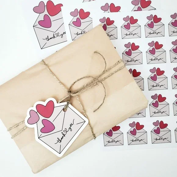 LB066 HANG TAGS Lots of Love Heart Envelope Says Thank You [Price Firm] - Picture 4 of 8